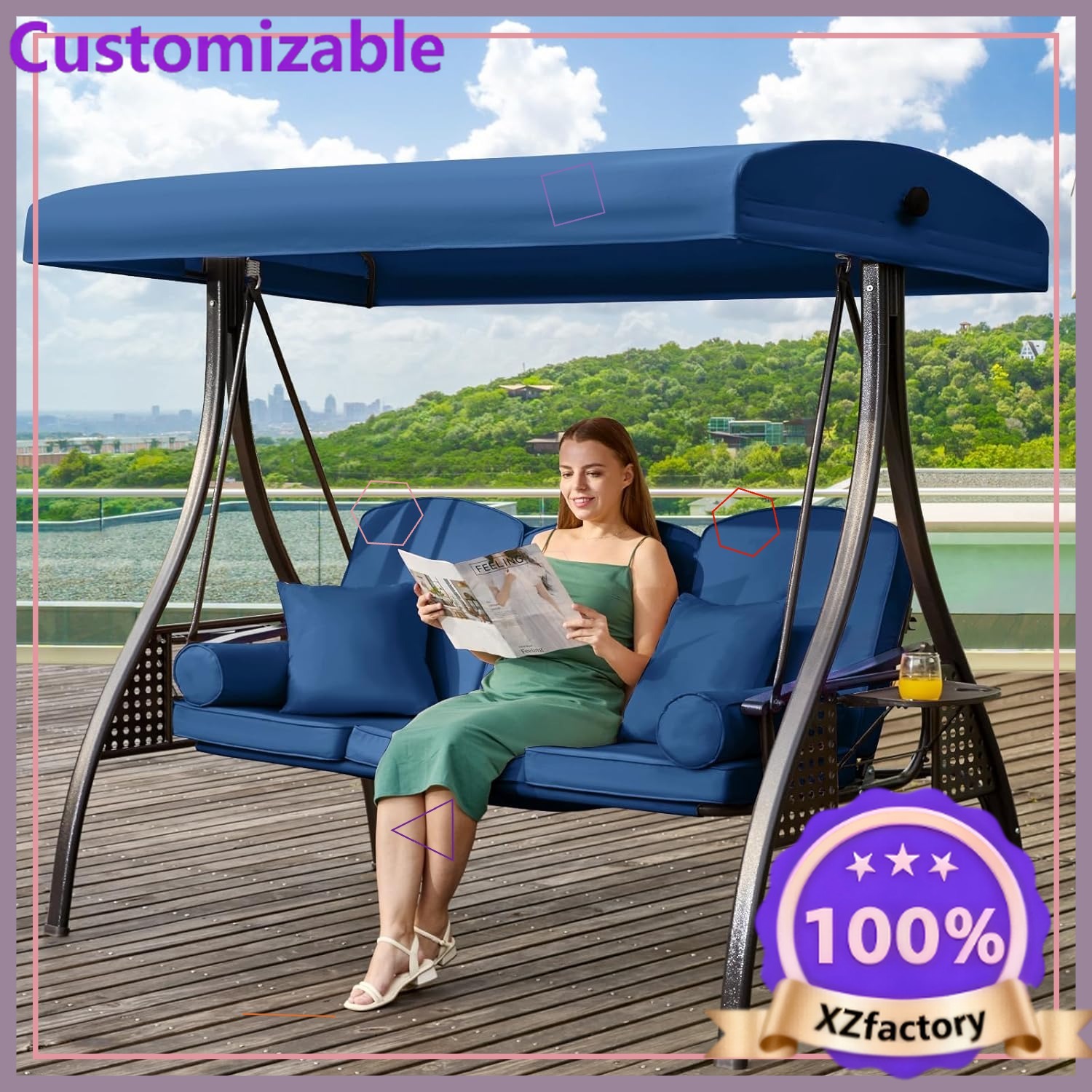 Outdoor Furniture Factory - Fabrieksdirect 2026 3-in-1 veranda-schommel met luifel,