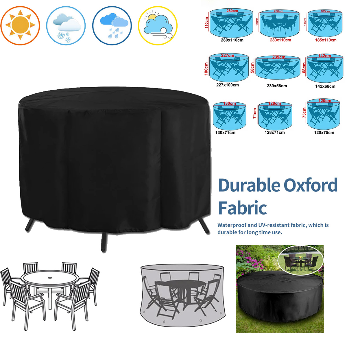 Outdoor Furniture Paint - Ronde hoes voor tuinmeubelen, waterdicht, Oxford