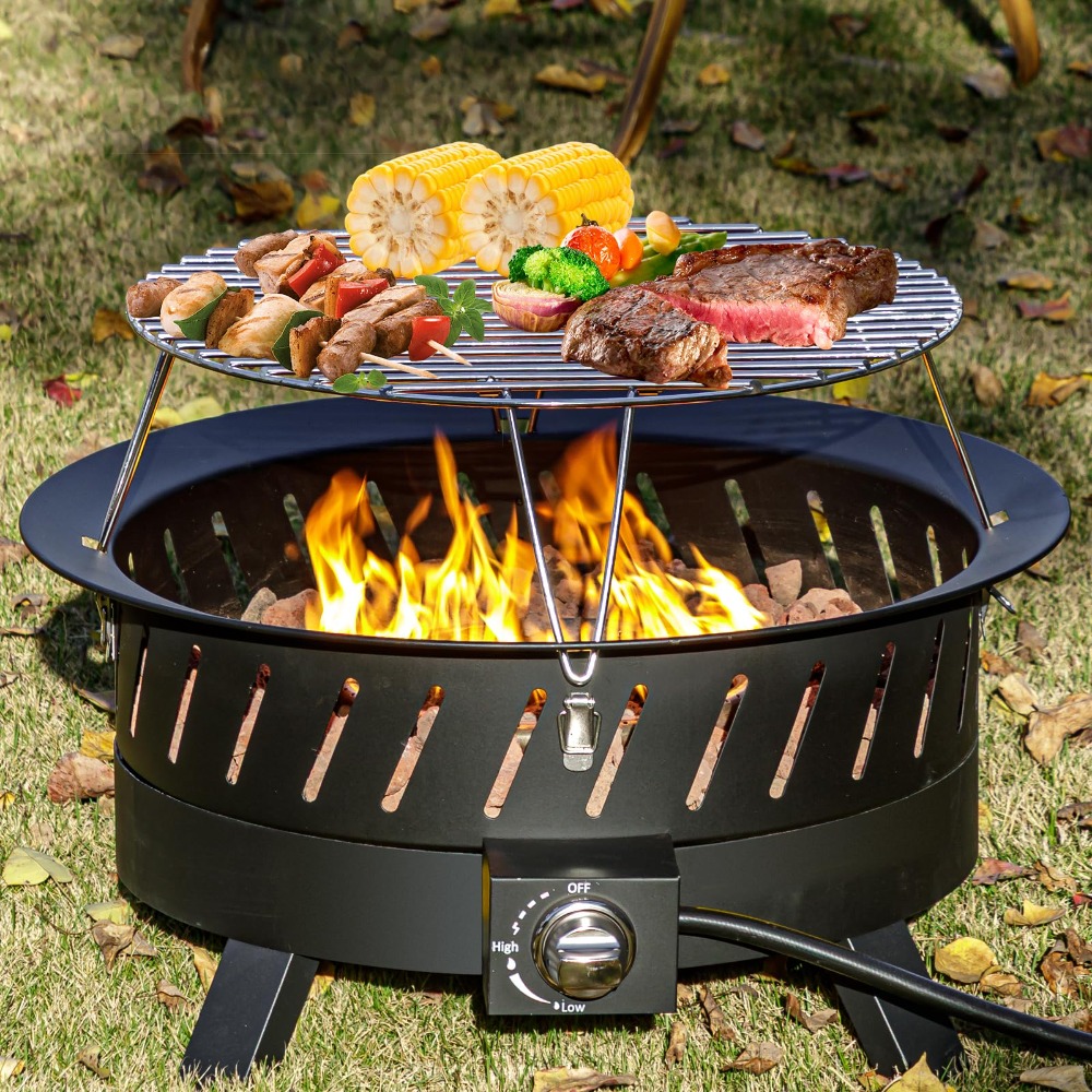 Fire Pit Bowl - 24 inch draagbare propaanvuurkuipen met grill